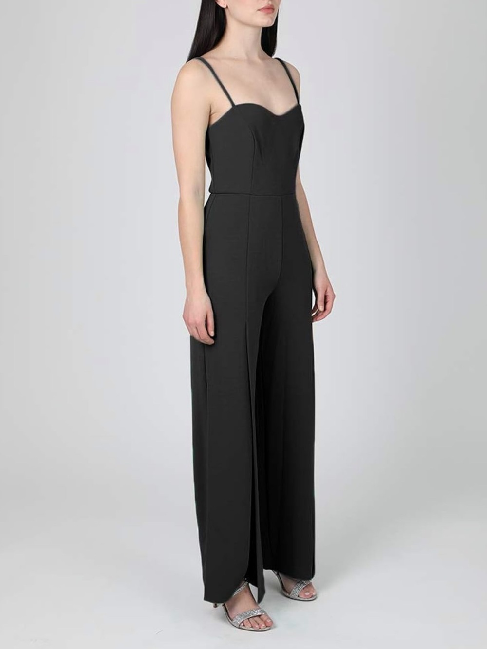 bebe Black Spaghetti-Strap Wide-Leg‎ Jumpsuit